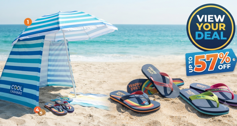 View Your Deal: Cool Cabanas & Happy Feet Savings Up to 57% Off - July 25, 2026
